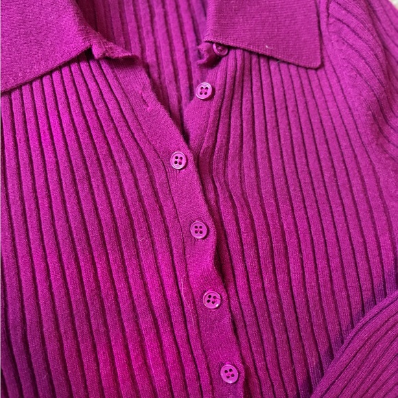 Urban Outfitters • magenta ribbed knit cardigan - Picture 3 of 7